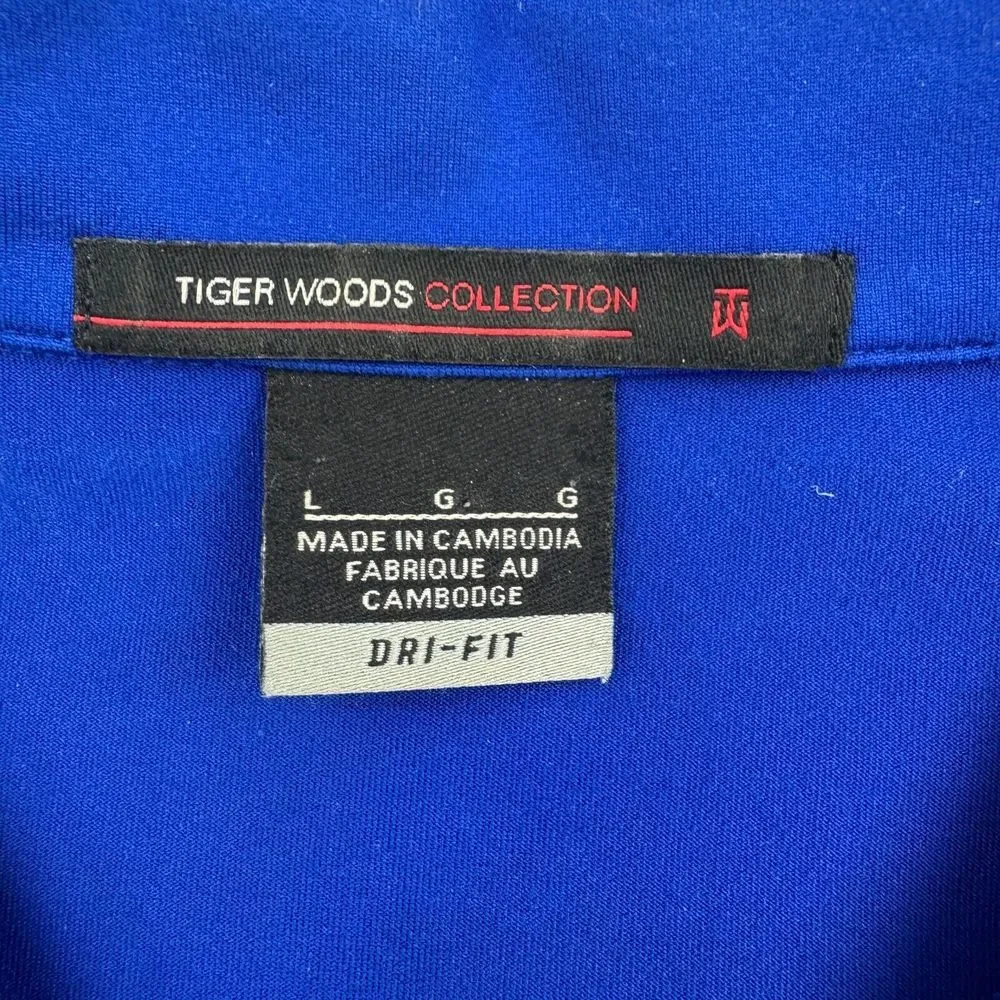 Tiger Wood Collection Nike Polo Shirt Mens L Blue Dri-Fit Short Sleeve Golf - Picture 4 of 7